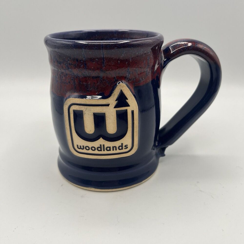 Woodlands Tree Grey Fox Pottery Handmade Blue Coffee Mug Tea Cup Made In The USA